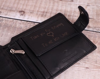 Personalised Custom Handwritten Engraved Wallet, Father's Day Gift for Him, Boyfriend, Dad, Husband Men's Wallet,Genuine Soft Leather Wallet