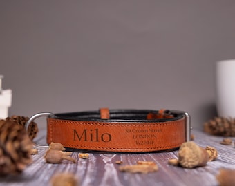 Personalised Engraved Genuine Leather Dog Collar, Personalized Custom Black & Brown Leather Collar, Dog gift, Adjustable Collar, Pet Collar