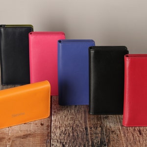 Monedero de mujer, monedero de cuero personalizado para mujer con tarjetero, bolsillo para monedas con cremallera, billetera de cuero genuino personalizada para mujer, regalo para ella