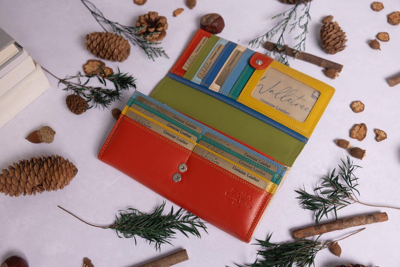 Julklapp till henne, mamma Personlig stor läderväska med korthållare, myntficka med dragkedja, RFID-plånbok i äkta läder bild 6