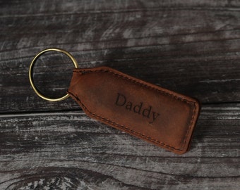 Personalised Leather Keyring, Custom Keychain for men, Brown Leather Keyholder, Personalized Leather Keychain, Father's Day Gift for Him,Dad