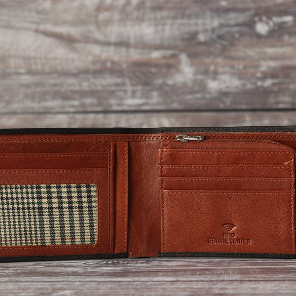 Father's Day Gift, Personalised Zip Coin Leather Wallet, Men's Wallet, Engraved Wallet, Custom Wallet, Gift for Him, Dad, Boyfriend, Husband