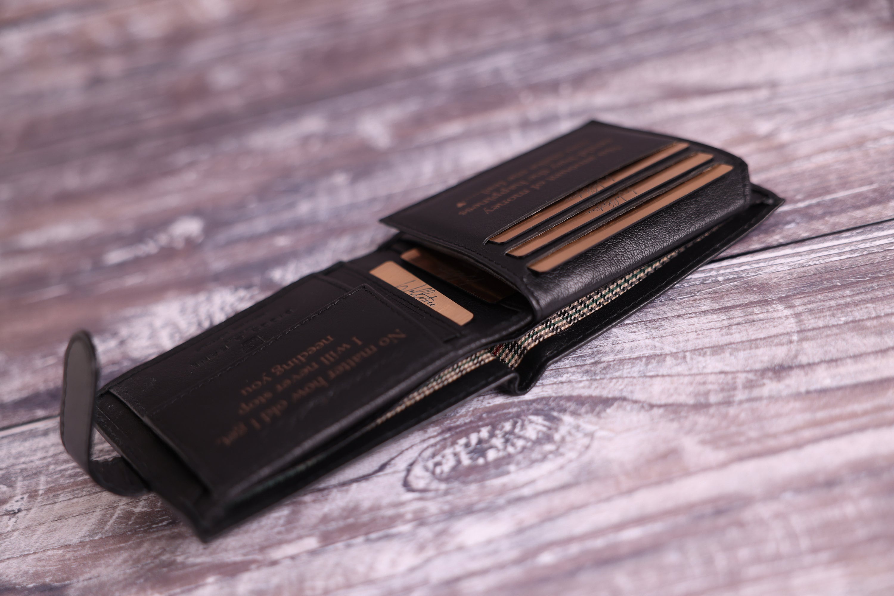 Personalised Engraved Men&#39;s Wallet, Genuine Soft Black Leather Wallet, Personalized Gift for Him, Boyfriend, Husband, Dad, Christmas Gift