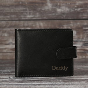 Father's Day Gift, Personalised Men's Wallet, Genuine Soft Black Leather Wallet, Personalized Engraved Gift for him, Boyfriend, Husband, Dad imagem 2