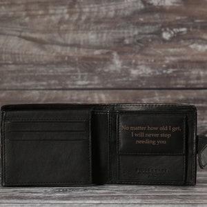 Father's Day Gift, Personalised Men's Wallet, Genuine Soft Black Leather Wallet, Personalized Engraved Gift for him, Boyfriend, Husband, Dad imagem 9