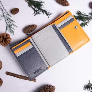 Monedero personalizado para mujer, monedero de piel para mujer con tarjetero, bolsillo para monedas con cremallera, cartera de piel auténtica personalizada para mujer, regalo para ella