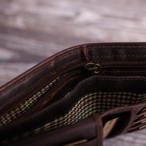 Personalized Men's Bifold Wallet With Photo Engraving - Custom Zipper Wallet, PU Leather (Brown) - View #2