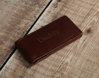 Fathers Day Gift, Personalised Leather Magnetic Money Clip, Personalized Gift for Boyfriend, Him,  Engraved Money Clip, Groomsmen Money clip