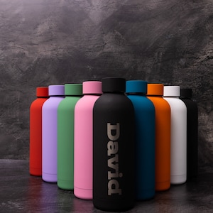 Personalised Name Water Bottle, Personalized Engraved Drinking Bottle Vacuum Insulated Stainless Steel Flask, Gift for Her, Him, child, Dad