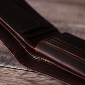 Personalized Men's Bifold Wallet With Photo Engraving - Custom Zipper Wallet, PU Leather (Brown)