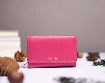 Personalised Women's Purse, Ladies Leather Purse With Card Holder, Zip Coin Pocket, Personalized Women's Genuine Leather Wallet,Gift For Her