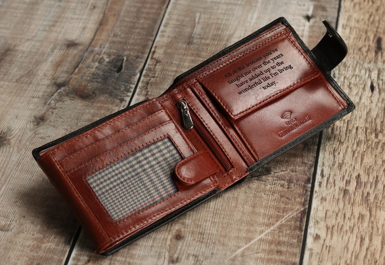Christmas Gift for Him, Personalised Mens Wallet, Genuine Soft Leather Wallet, Personalized Engraved Gift for Boyfriend, Dad,Husband,Grandad 