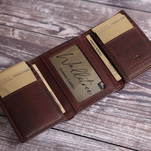 Regalo del Día del Padre, Billetera Personalizada Grabada, Billetera Triple Personalizada, Billetera Triple de Cuero Personalizada, Regalo para Él, Hombres, Novio
