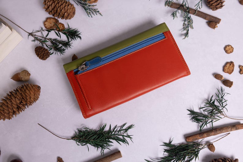 Julklapp till henne, mamma Personlig stor läderväska med korthållare, myntficka med dragkedja, RFID-plånbok i äkta läder bild 8