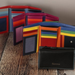 Regalo per la festa della mamma, borsa in pelle da donna personalizzata con porta carte, tasca portamonete con cerniera, portafoglio da donna in vera pelle, regalo per lei, mamma
