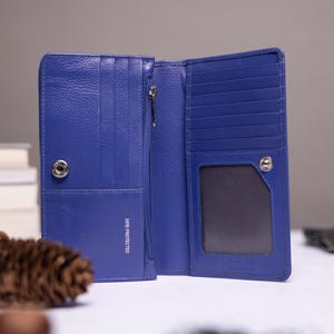 Monedero de mujer, monedero de cuero personalizado para mujer con tarjetero, bolsillo para monedas con cremallera, billetera de cuero genuino personalizada para mujer, regalo para ella