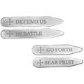 Engraved Catholic Collar Stays - St Michael Prayer Stainless Steel Men's Religious Gift