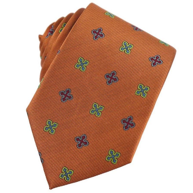Byzantine Cross Woven Silk Necktie - Bloom or Sienna Catholic Religious Tie Gift Sienna