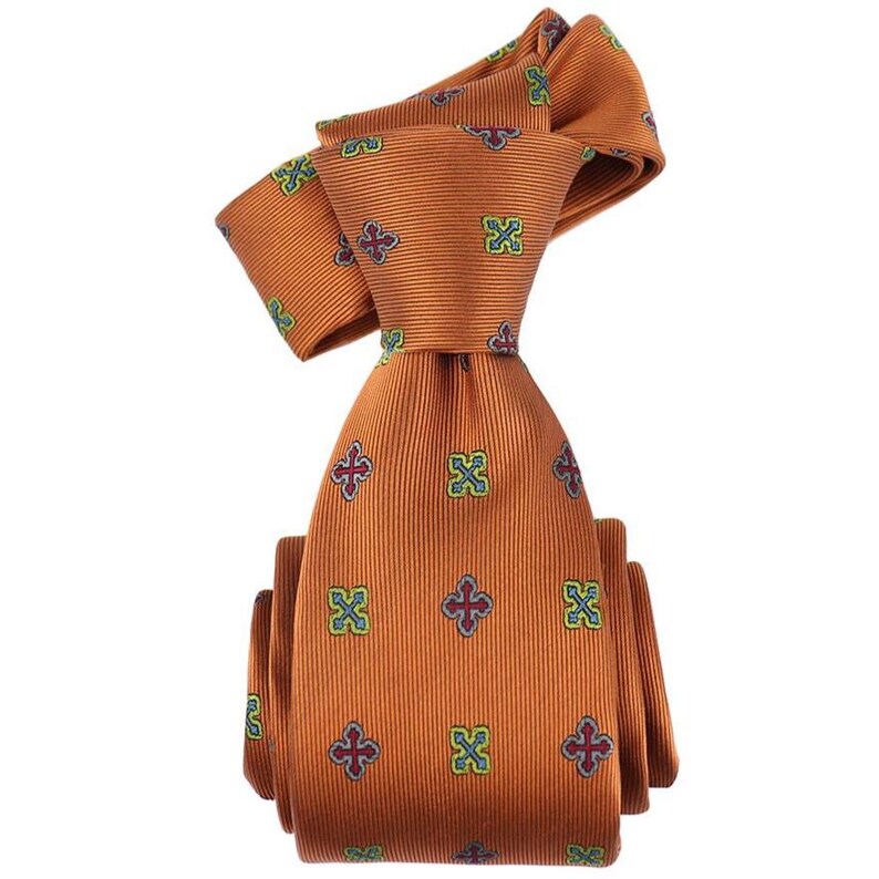 Byzantine Cross Woven Silk Necktie - Bloom or Sienna Catholic Religious Tie Gift image 4
