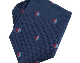 Divine Mercy Silk Necktie - Catholic Religious Gift for Men in Red Blue Rays