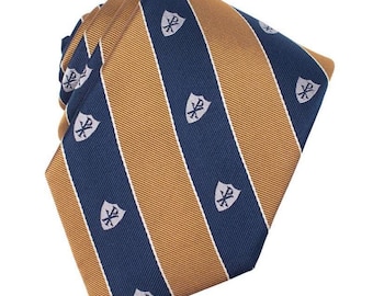 Zijden stropdas van Chi Rho-regiment: katholieke stropdas in marineblauw en goud