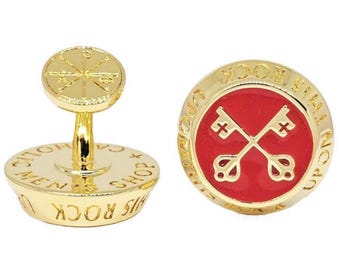 Keys of St Peter 14K Gold Plated Cufflinks - Catholic Religious Gift for Men