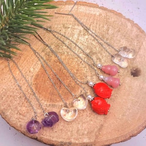 Nature Crystal Stones Hand Carved Dangle Earrings