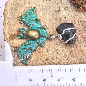 Flying Bat Nature Black Tourmaline Raw Stone Pendant Necklace image 10