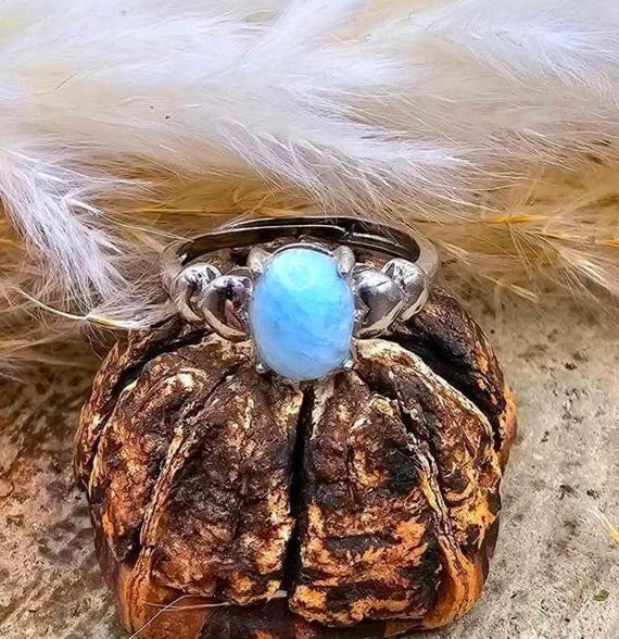 Nature Larimar Stone Adjustable Ring