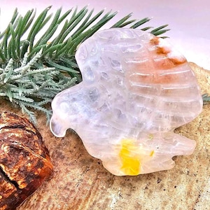 Nature Golden Healer Quartz Carved Flying Eagle Decor Figure