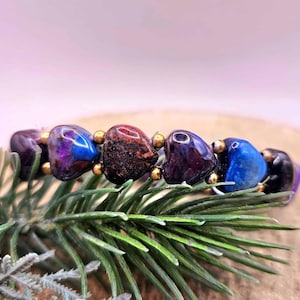 Rare Nature Mixed Colors Sugilite Heart Beads Bracelet