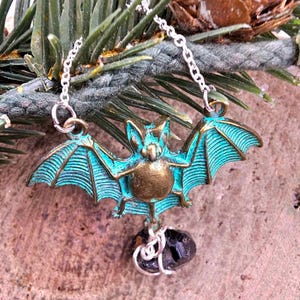 Flying Bat Nature Black Tourmaline Raw Stone Pendant Necklace image 6