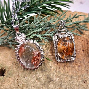 Beautiful Nature Phantom Quartz Silver Tone Pendant Necklace