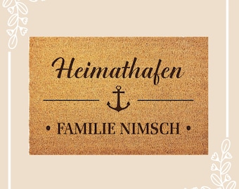 Zerbino PERSONALIZZATO Heimathafen • Personalizzato • Famiglia / individuale / decorativo / unico / zerbino in cocco / zerbino / zerbino