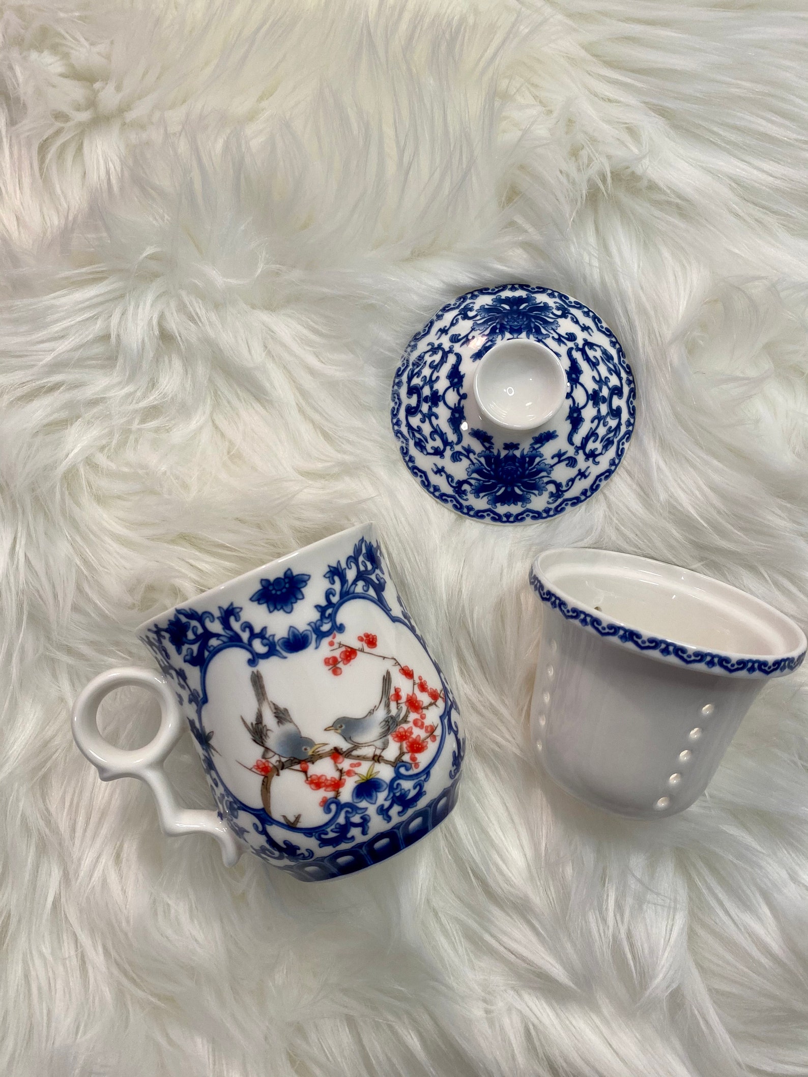 Vintage Porcelain Tea Cup with Lid Infuser Sets Chinese Etsy