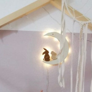 Moon lamp with rabbit fairy lights children's room