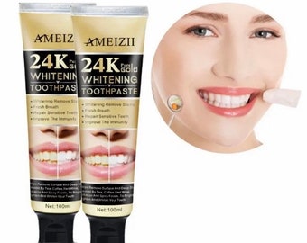 24k Gold Whitening Toothpaste Rich Foam Oral Anti-Cavity Day and Night Teeth Cleaning Toothpaste For Home Or on The Go