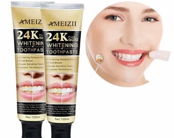 24k Gold Whitening Toothpaste Rich Foam Oral Anti-Cavity Day and Night Teeth Cleaning Toothpaste For Home Or on The Go