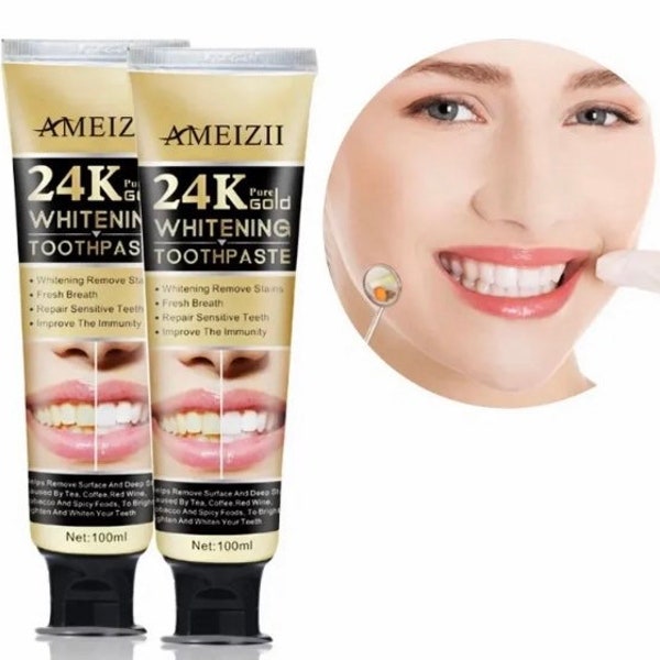 24k Gold Whitening Toothpaste Rich Foam Oral Anti-Cavity Day and Night Teeth Cleaning Toothpaste For Home Or on The Go