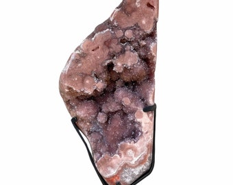 ROTATING Pink Amethyst Slab | AAA Pink Amethyst Geode on Stand | Huge Polished Amethyst Specimen | Statement Crystal Gift