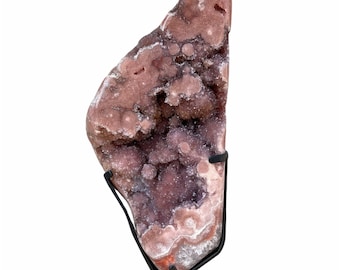 ROTATING Pink Amethyst Slab | AAA Pink Amethyst Geode on Stand | Huge Polished Amethyst Specimen | Statement Crystal Gift
