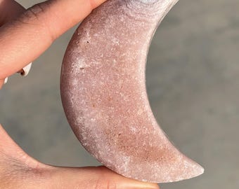Lush Baby Pink Amethyst Moon Carving #2B