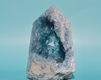 Blue Celestite Tower #2 - Extra Grade, Polished Crystal Tower