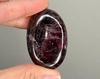 Garnet Palm Stone #G1 - High Quality, Deep Wine Garnet Crystal - January Birthstone Crystal