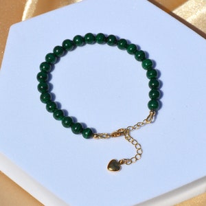 Malachite Gold Filled Adjustable Bracelet | Minimalist Spiritual Healing Gemstone Crystal Jewelry