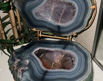 Rainbow Agate Amethyst Geode Jewelry Box