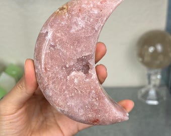 Lush Baby Pink Amethyst Moon Carving #1A