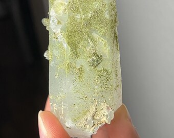 Epidote Quartz #5 - Extra Grade, Polished Quartz Point with Green Epidote