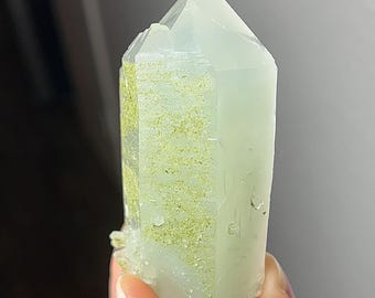 Epidote Quartz #7 - Extra Grade, Polished Quartz Point with Green Epidote