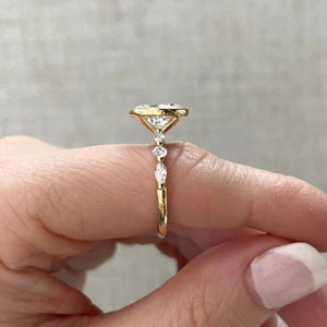 2CT Oval Bezel Set Oval Moissanite Engagement Ring 14k Solid Gold Ring ...